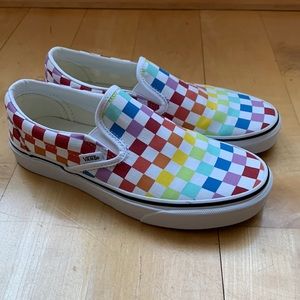 Checkered rainbow vans